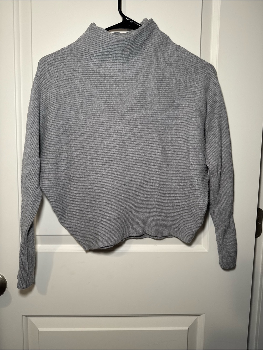 Classic Gray Ribbed Turtleneck Sweater
